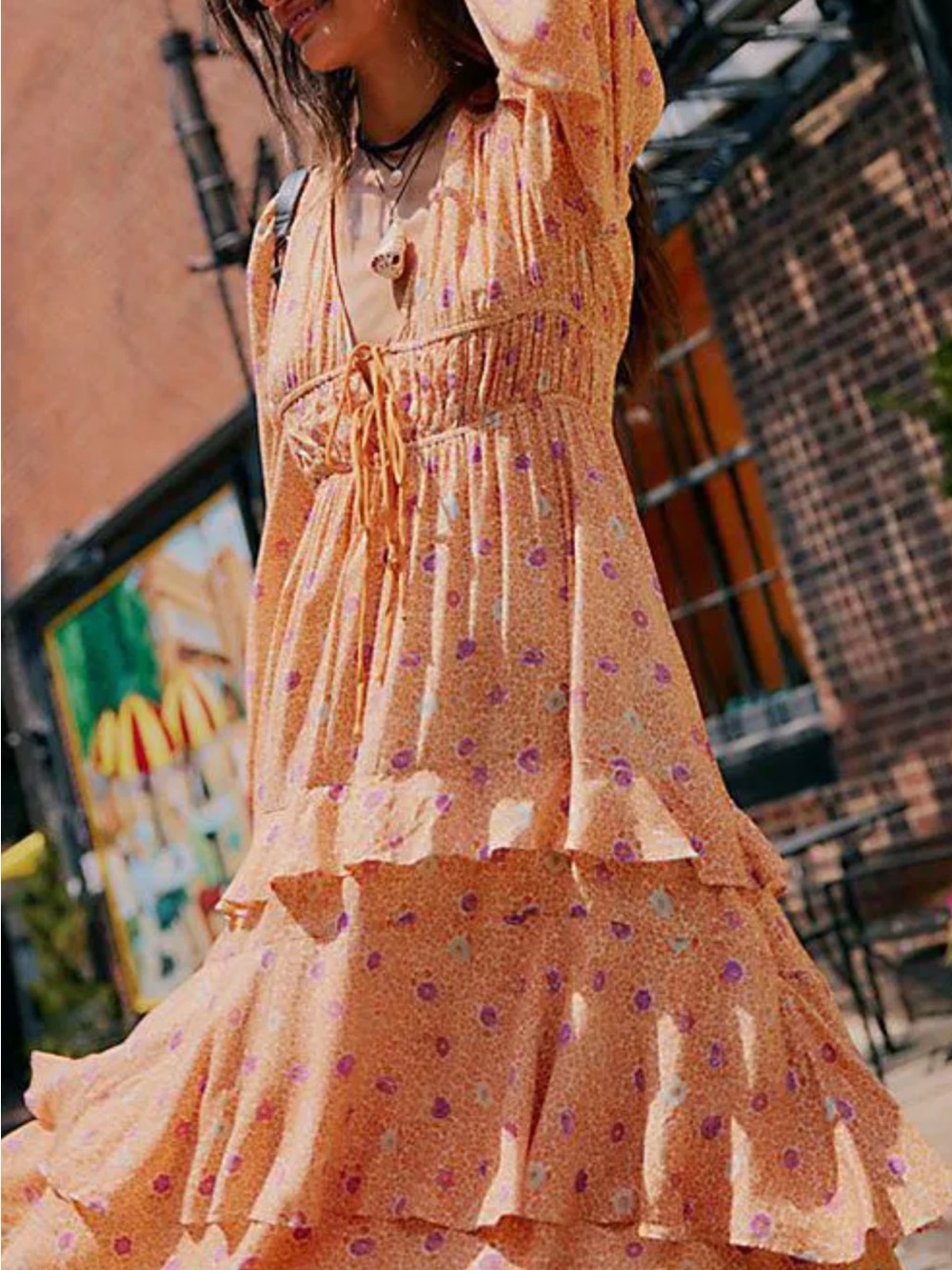 Free People Tried & True Yellow Floral High-Low Maxi Dress - Picture 5 of 6